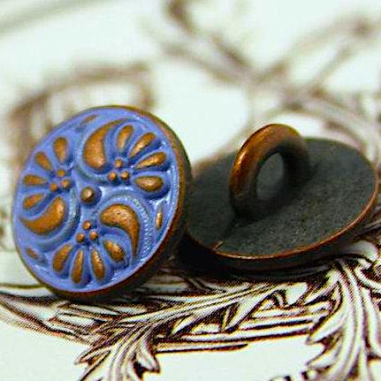 Tiny Purple Periwinkle/Copper Paisley Metal Button 7/16 #SWC-44 – The  Button Bird