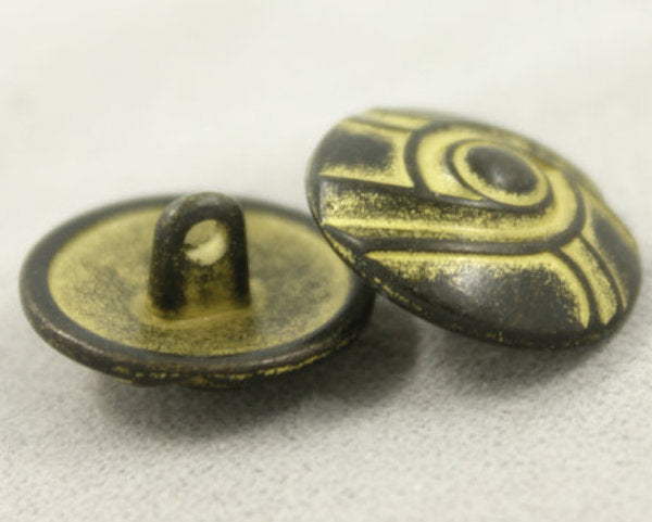 Mustard Shell Button Mustard Yellow / Gunmetal Button 11/16