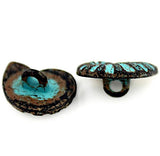 Turquoise Copper Patina Nautilus Shell Button, Metal 3/4"  #SWC-33
