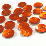 1/2" Bright Orange Pearl Shell 2-hole Button, 6 for $5.10   #24117D
