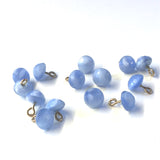 Periwinkle 'Moonstone' Glow, Light Blue Vintage Glass Buttons, Shank Back, 5/16"  #GL-363