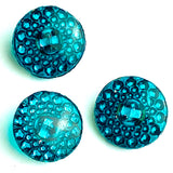 Tiny Bubbles Vintage Glass Buttons, 3/4" Teal Green   #BK285