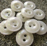 Opalescent White Vintage Glass Button 11/16" #BK079
