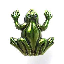 Frog, Small Bright Green Artisan Enamel Metal Button 1/2"