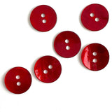 7/8" Deep Red Pearl Shell 2-hole Button, $2.10 each   #360389-D