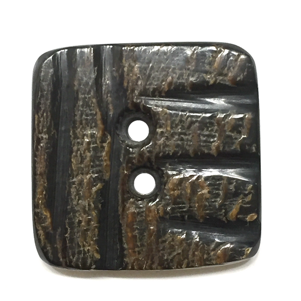 Black, Gray and Brown Square Horn Button 1-1/8" with Five Scratches  #0051