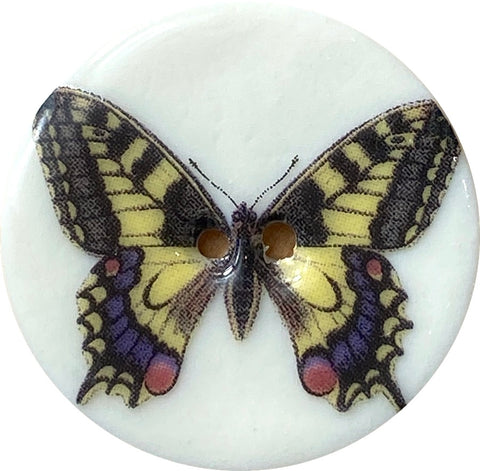 Tiger Swallowtail Butterfly Porcelain Button 1-1/8"