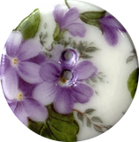 Violets Purple Floral Round Porcelain Button 1-1/8" 2-hole, Handmade