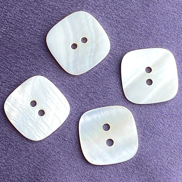 Square White Pearl Shell 11/16 Buttons, Pack of 5. #BN658 – The Button Bird